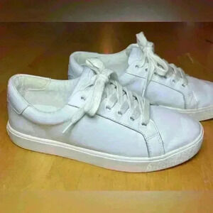 Sam Edelman Ethyl Sneakers, White Leather, Lace-up Tennis Shoes, Women's Size 8